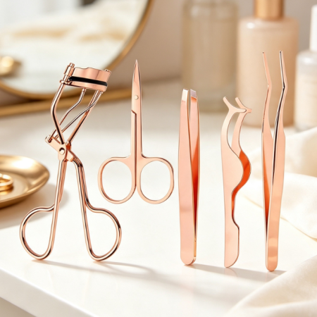 17-Piece Set: Eyelash Curler, Comb, Brow Scissors & Tweezers