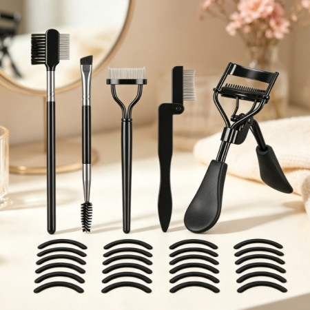 Eyelash Curler & Comb Set with Replacement Pads