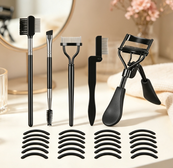 Eyelash Curler & Comb Set with Replacement Pads