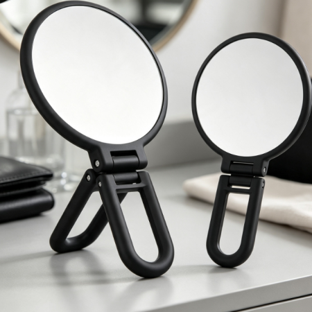 Portable, Foldable Double-Sided Handheld Mirror With 30x Magnification And Handle