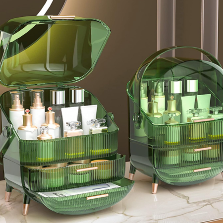 Vintage-Style Multi-Functional Dust-Proof Cosmetic Storage Case
