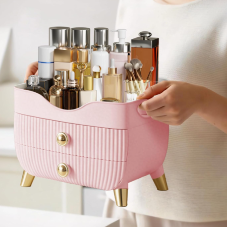Large-Capacity Cosmetic Organizer With Drawers And Handle