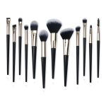 12-Piece Black and Gold Soft-Bristle Brush Set
