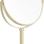 Gold Iron-Frame Double-Sided Table Mirror, 1X/5X Magnification