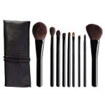 9-Piece Brush Set with Leather Travel Bag