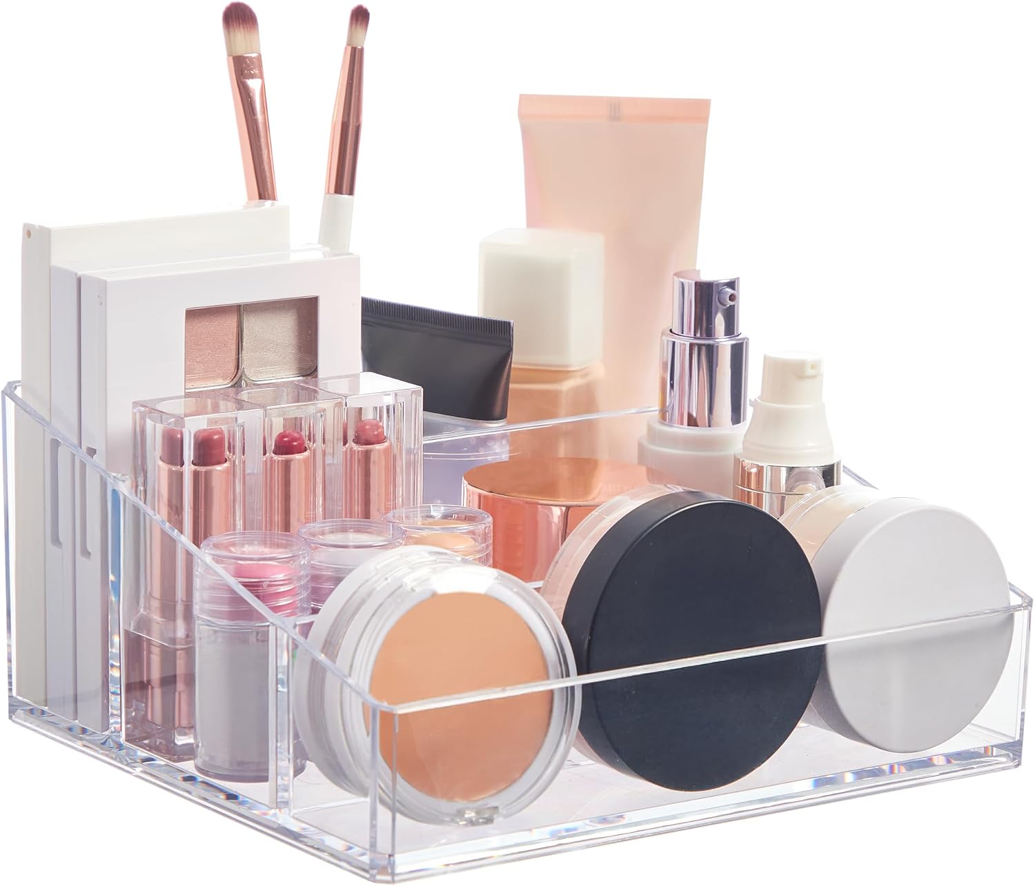 71BpSRrRLgL._AC_SL1500_.jpg Small Clear 4-Compartment Vanity Organiser - Image 1