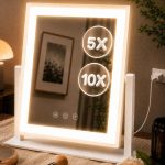 White Lighted Mirror, 9 LEDs, 10X Magnifier, 30 x 35.5 cm