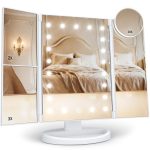 Trifold Lighted Mirror with 2X, 3X and 10X Magnification