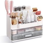 Large White Organiser with 2 Drawers and 6 Brush Holders