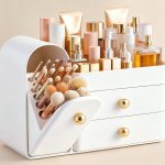 White Organiser with Drawers and Brush Holder for Vanity