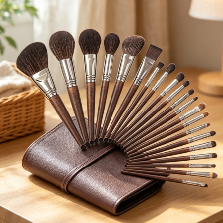 24-Piece Luxury Brush Set With Goat Hair And Walnut Handles